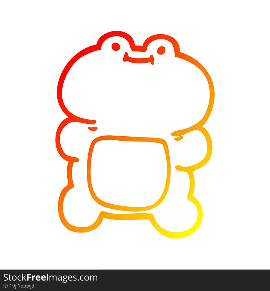 warm gradient line drawing of a cartoon frog