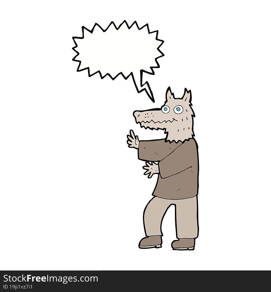 cartoon funny werewolf with speech bubble