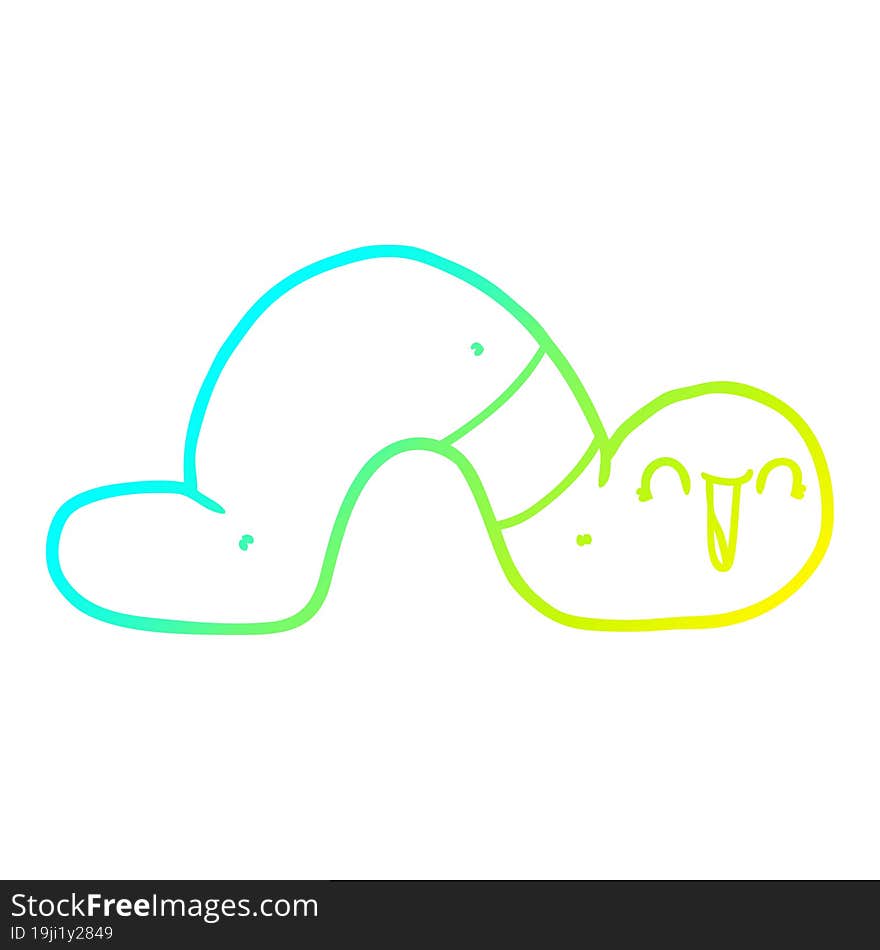 cold gradient line drawing of a cartoon worm