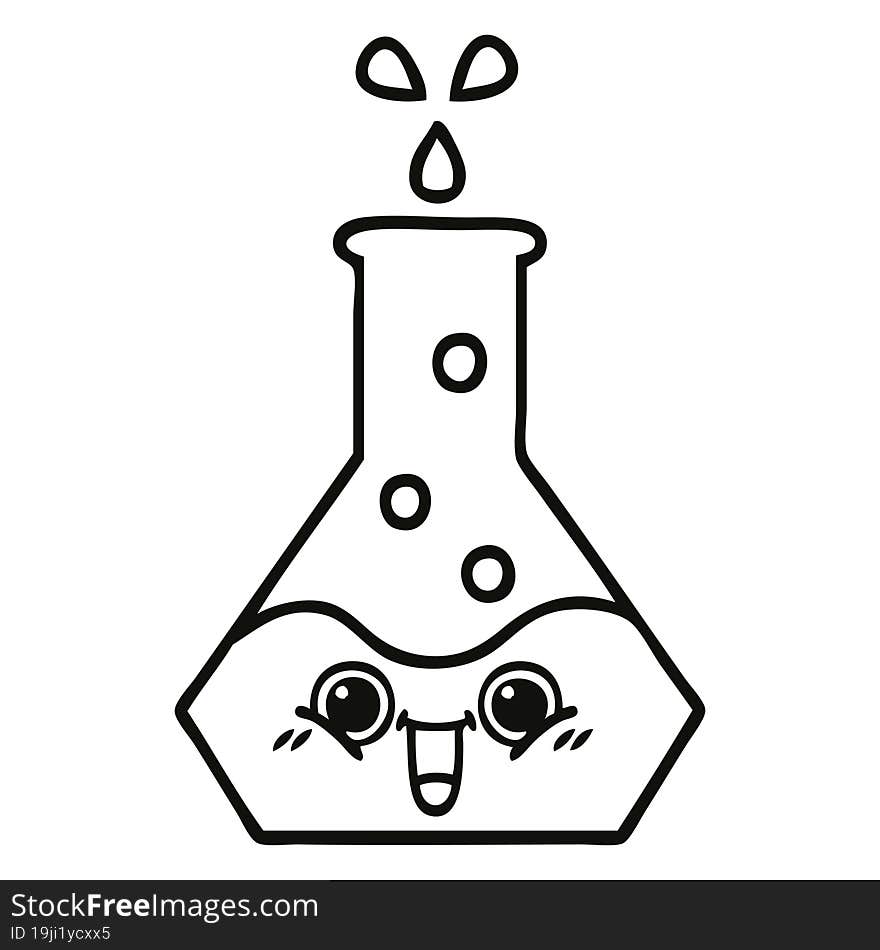 Line Drawing Cartoon Science Beaker