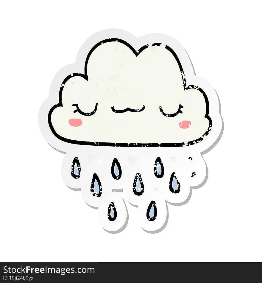 distressed sticker of a cartoon storm cloud