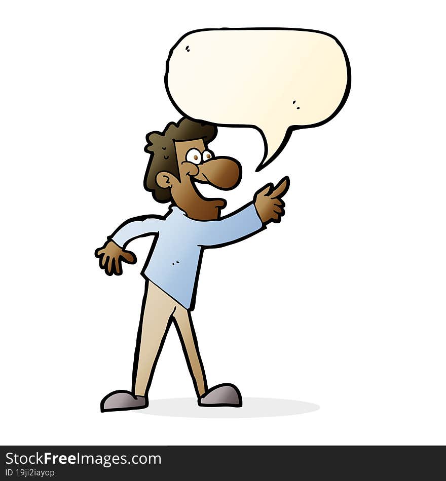 cartoon man pointing and laughing with speech bubble