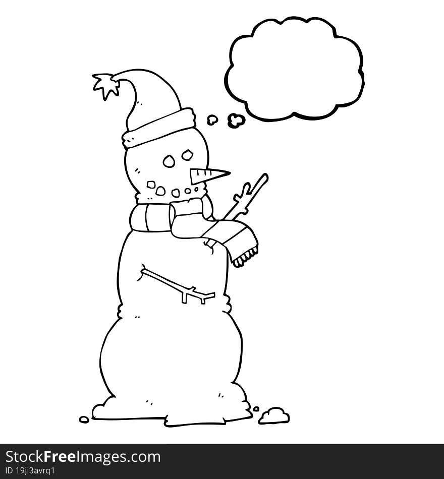 thought bubble cartoon snowman