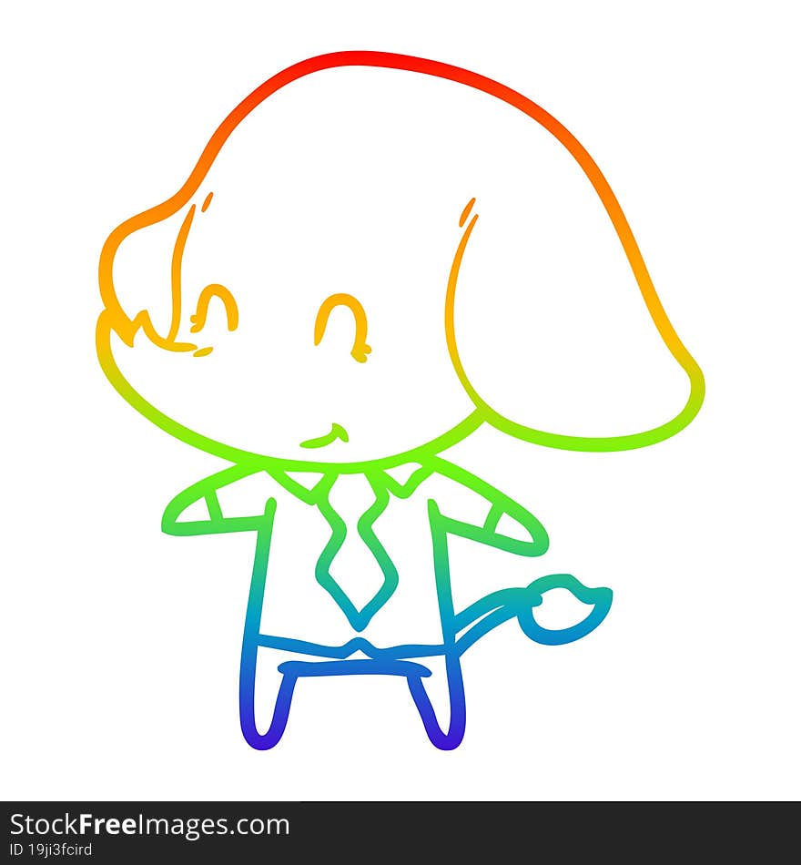 rainbow gradient line drawing cute cartoon elephant boss