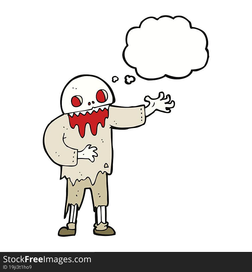 Cartoon Spooky Zombie With Thought Bubble