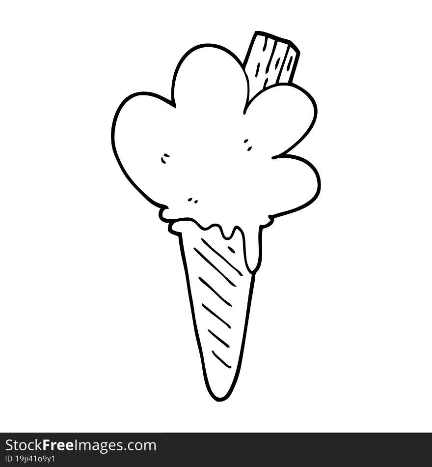 line drawing cartoon ice cream cone