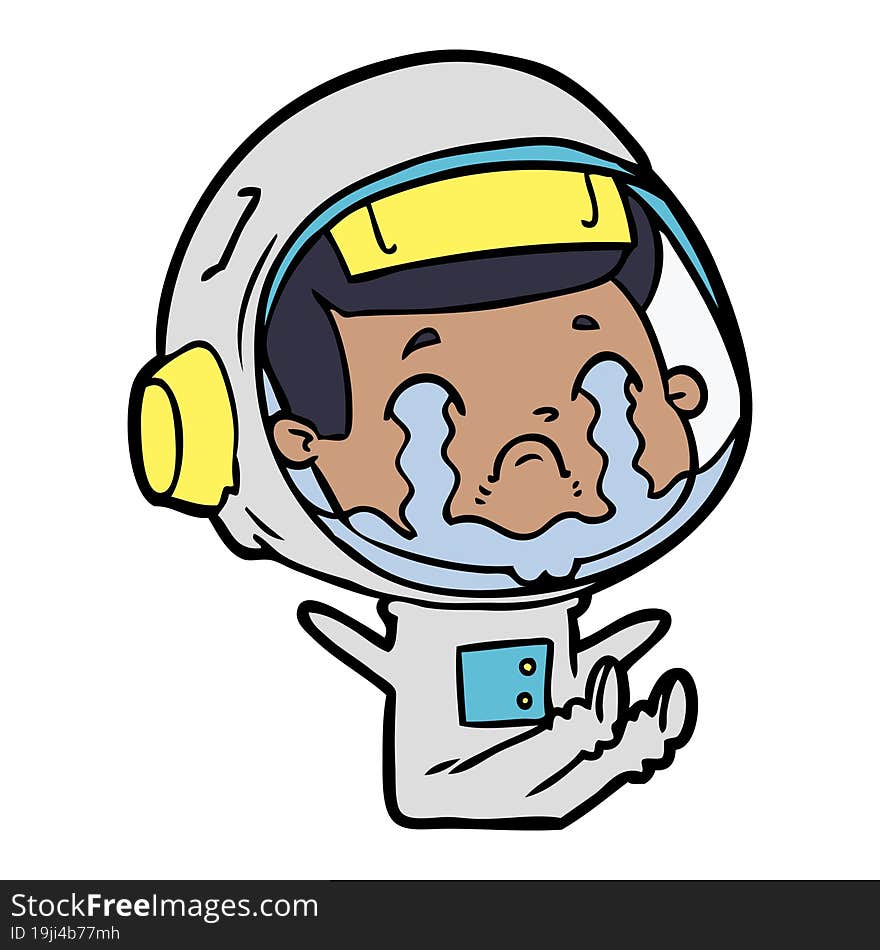 cartoon crying astronaut. cartoon crying astronaut