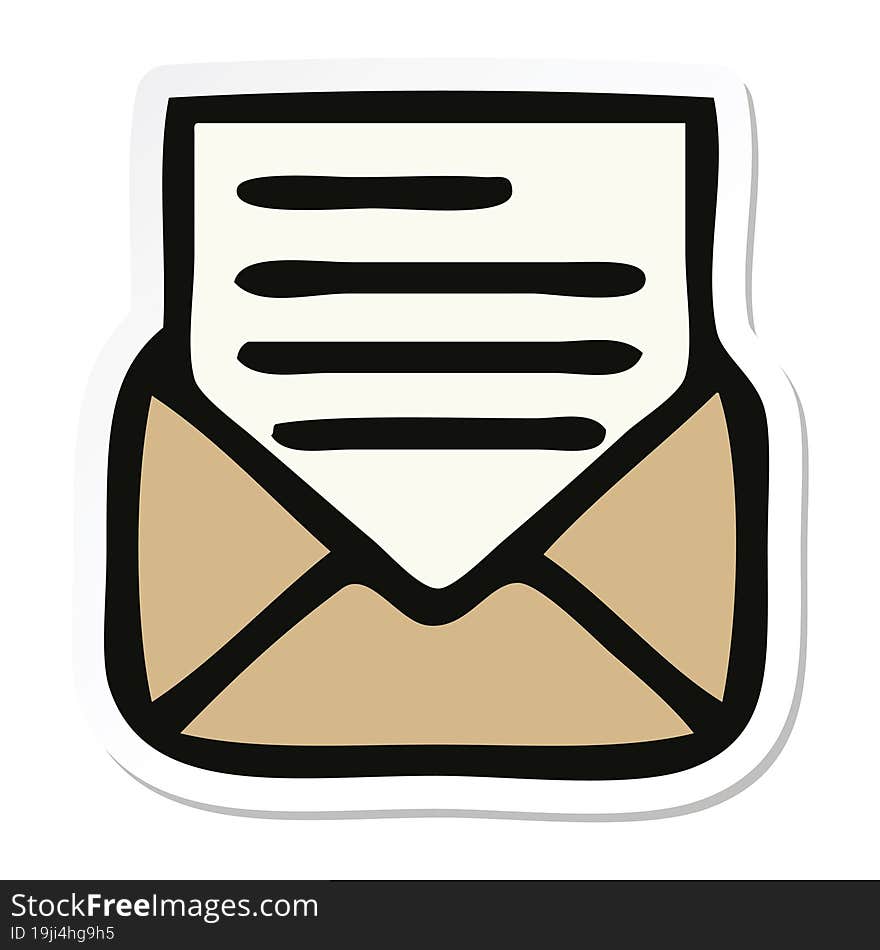 sticker of a cute cartoon letter and envelope