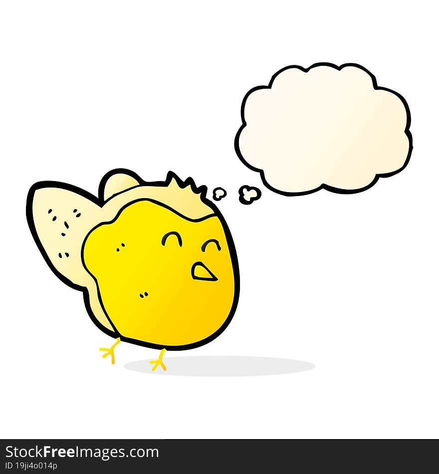 cartoon bird with thought bubble