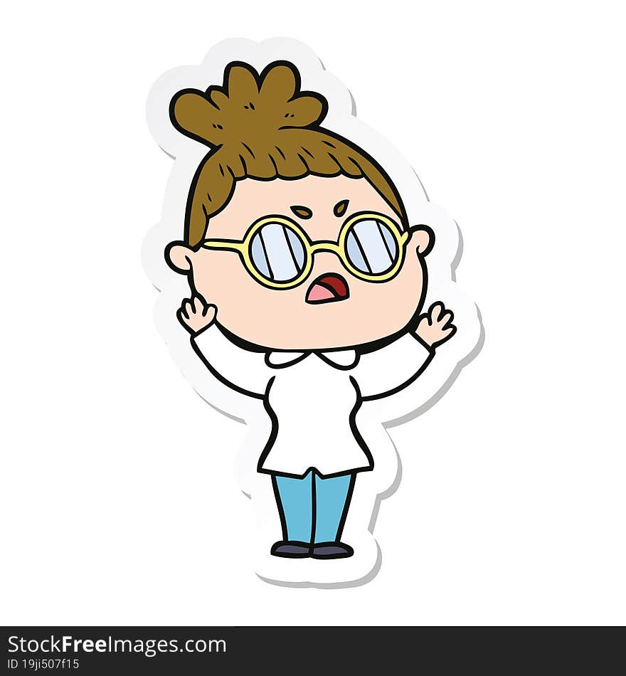 sticker of a cartoon annoyed woman