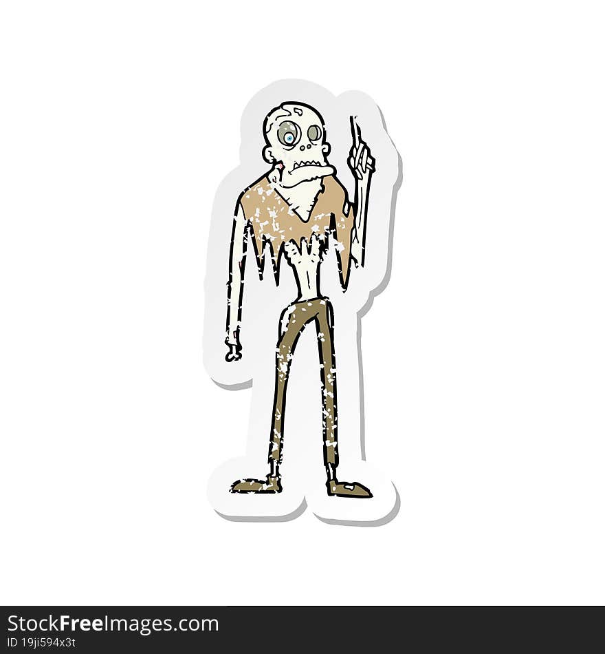 retro distressed sticker of a cartoon zombie