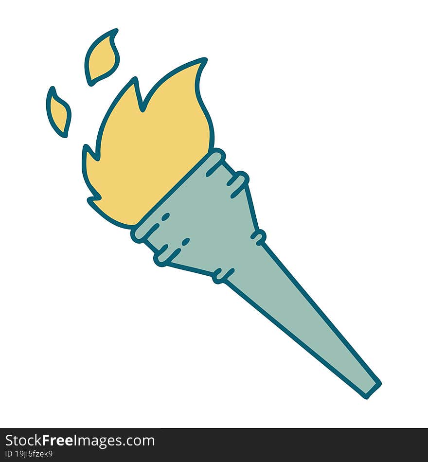 tattoo style icon of a lit torch