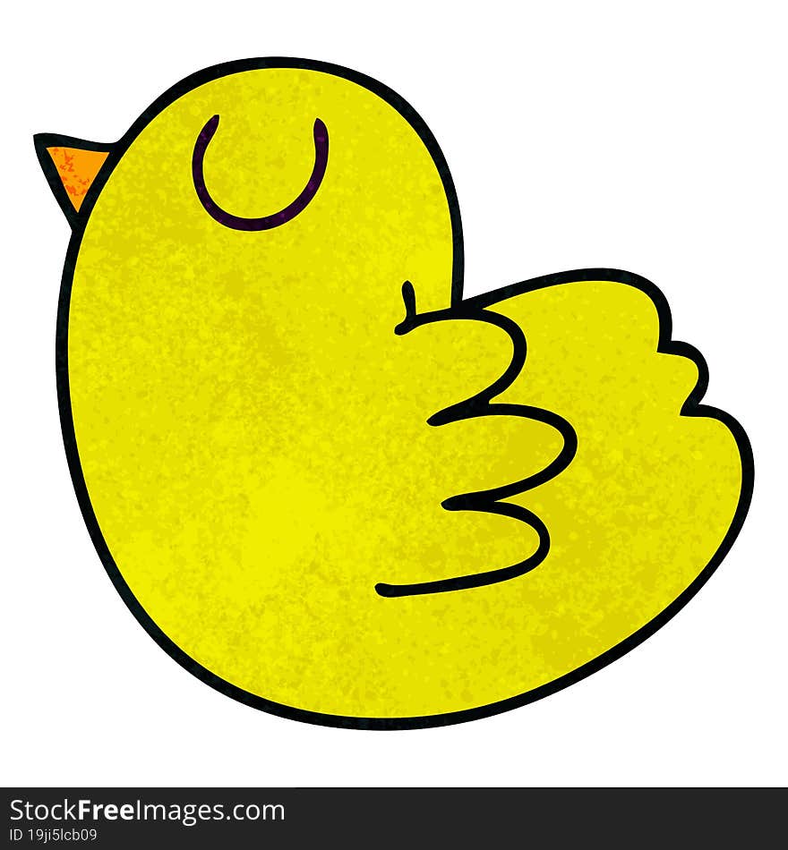 quirky hand drawn cartoon yellow bird