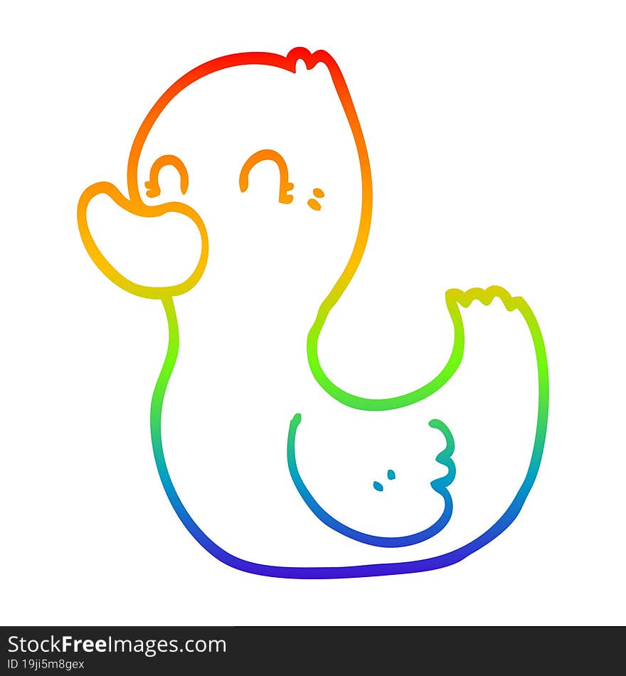 rainbow gradient line drawing cartoon duck