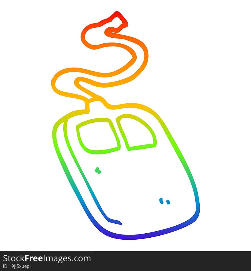 rainbow gradient line drawing cartoon old computer mouse