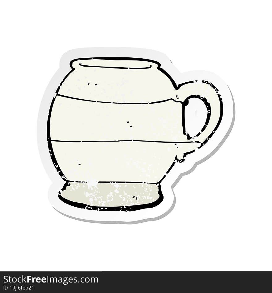 retro distressed sticker of a cartoon old style mug