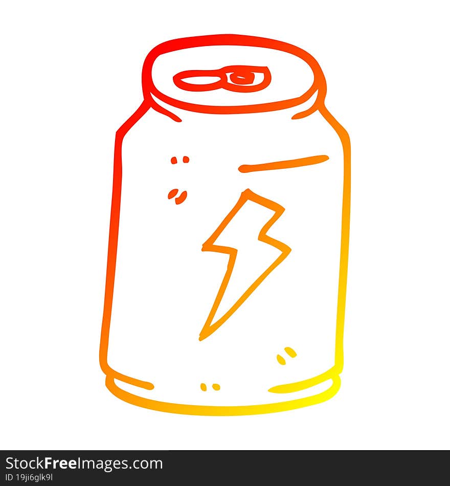 warm gradient line drawing cartoon can of energy drink