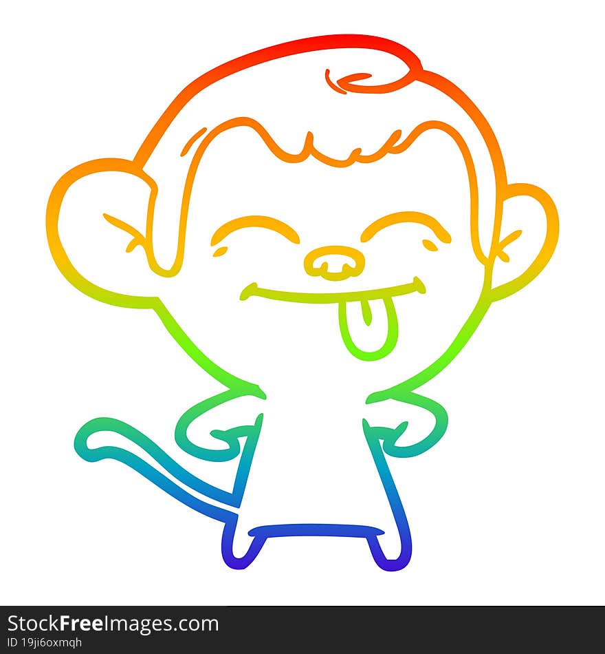 rainbow gradient line drawing funny cartoon monkey