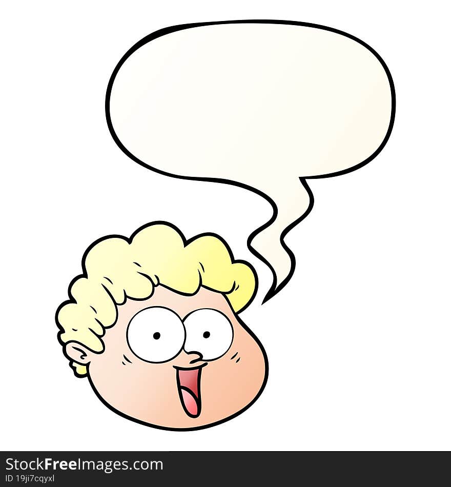 cartoon male face and speech bubble in smooth gradient style