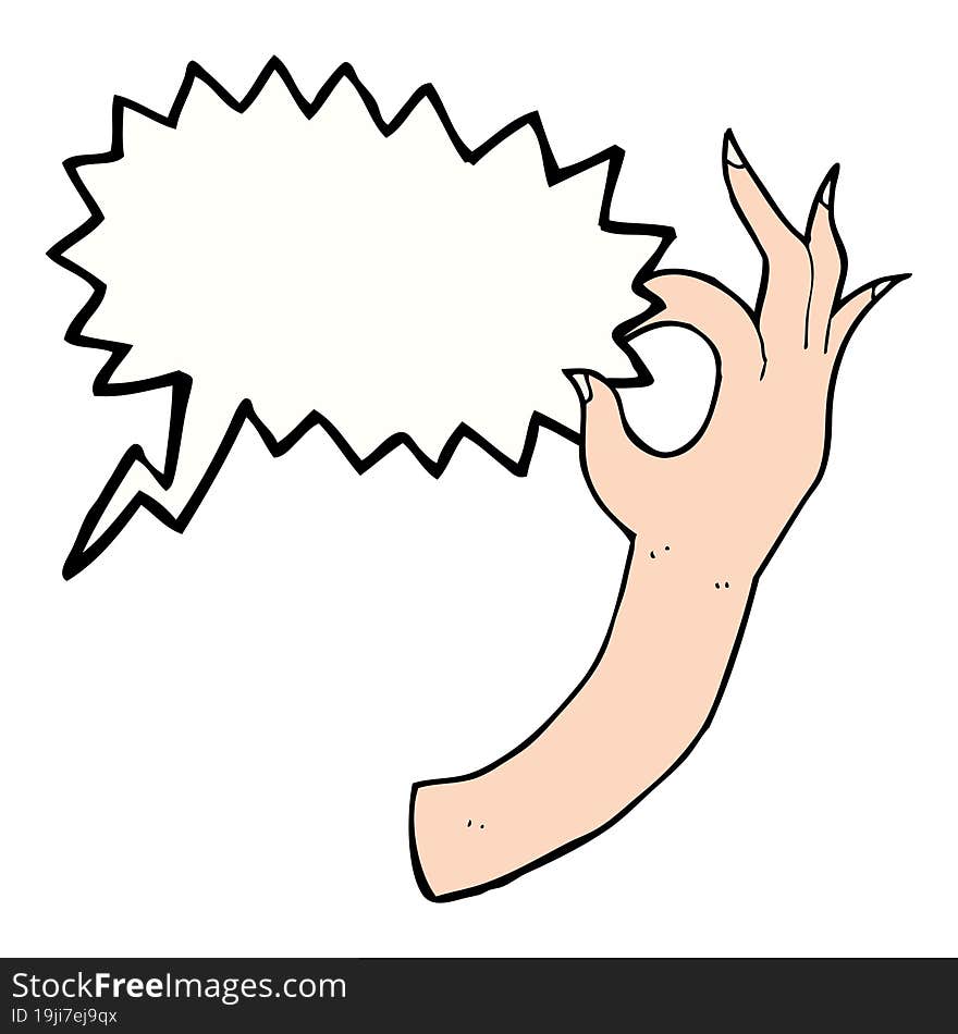 cartoon hand symbol with speech bubble