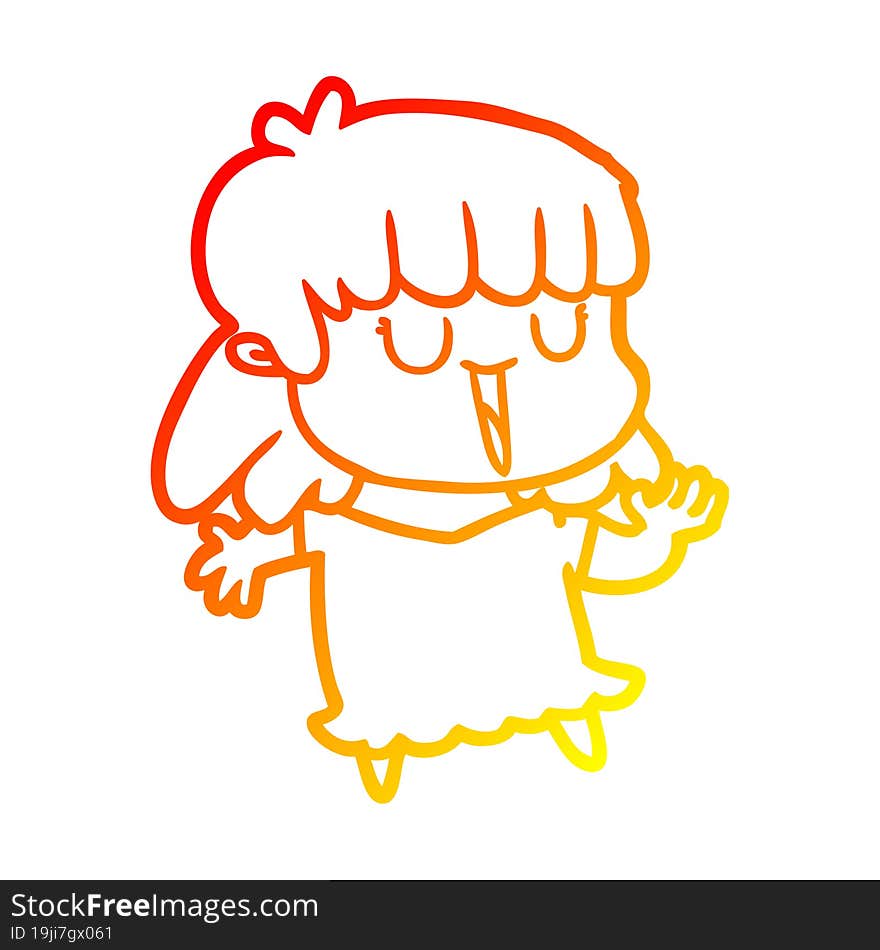 warm gradient line drawing of a cartoon woman