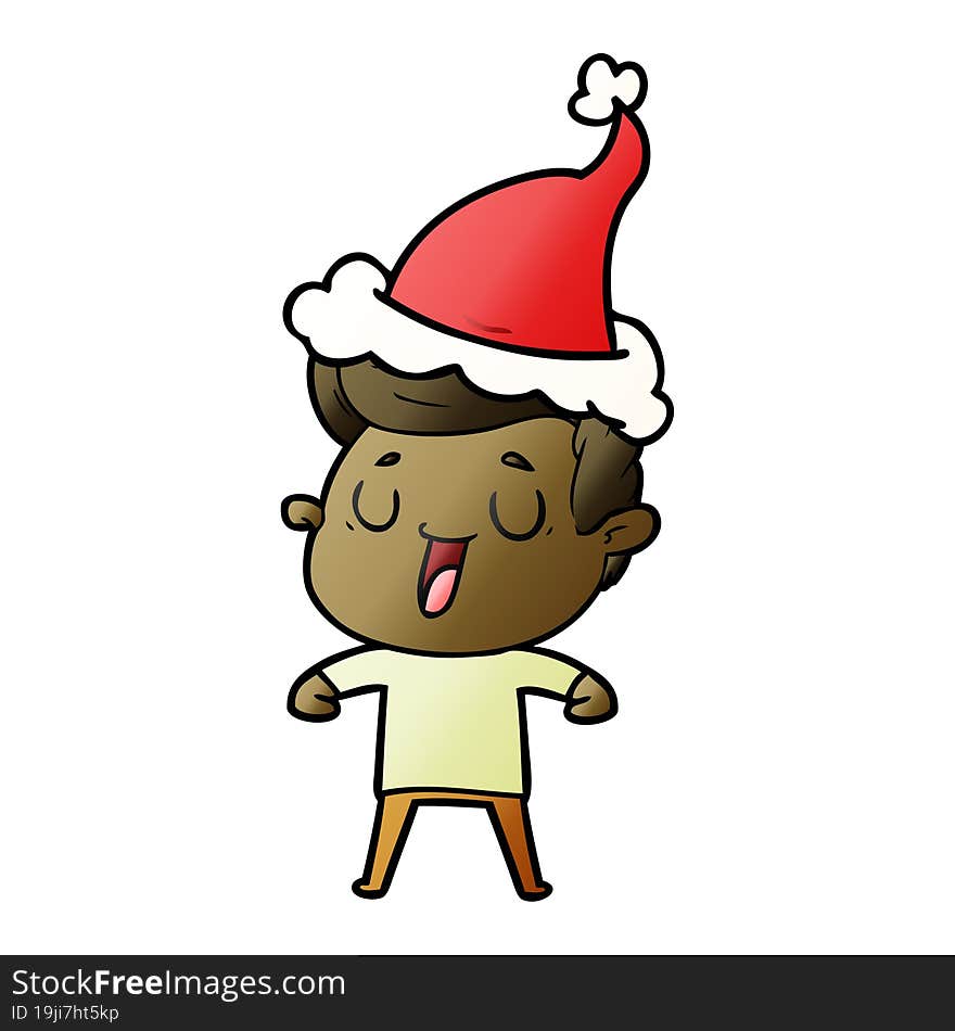 Happy Gradient Cartoon Of A Man Wearing Santa Hat