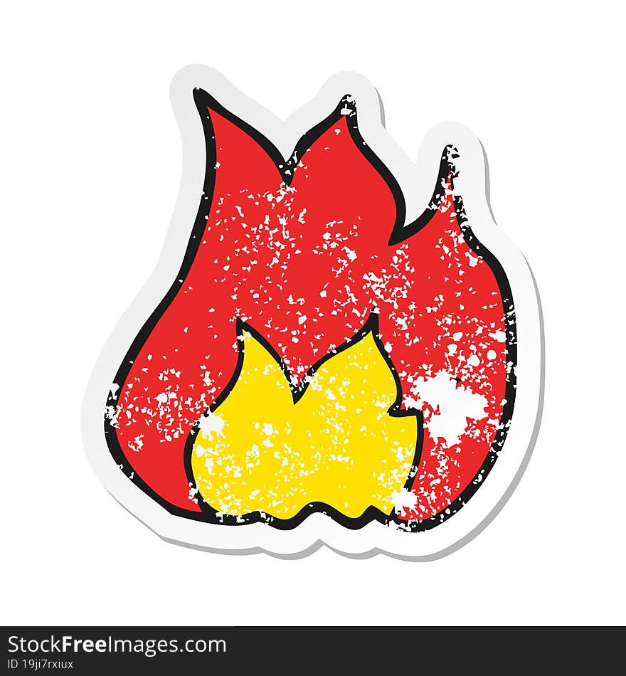 retro distressed sticker of a cartoon fire symbol