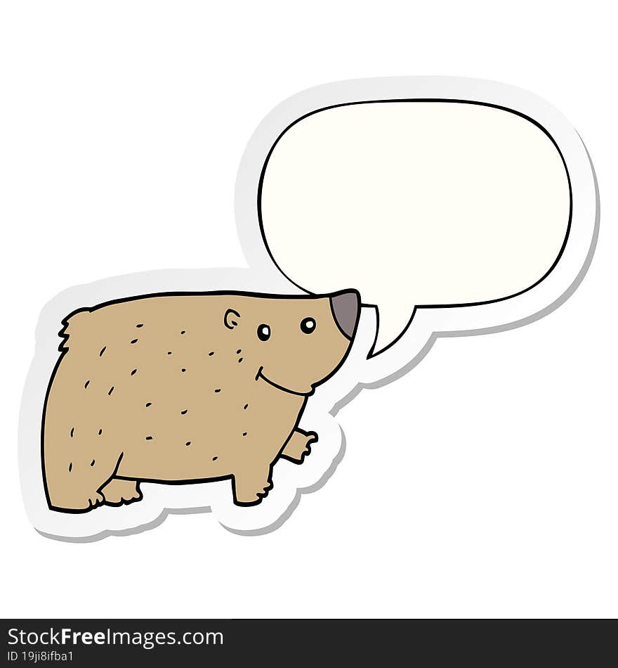 cartoon bear and speech bubble sticker