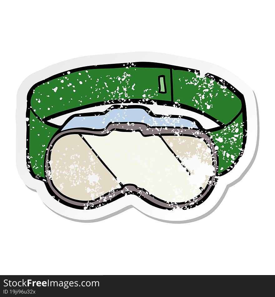 distressed sticker of a cartoon goggles