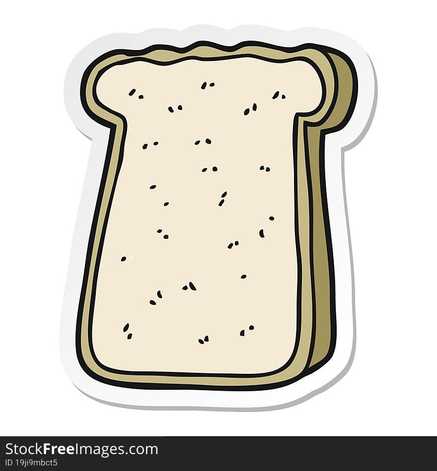 sticker of a cartoon slice of toast