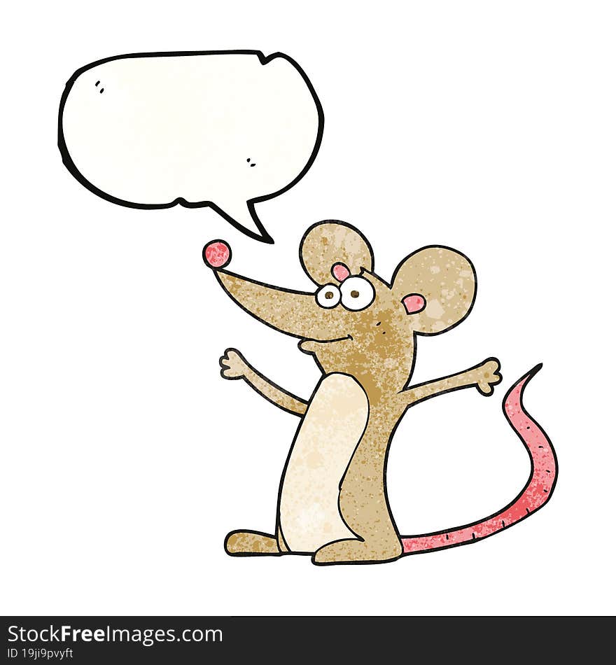 freehand speech bubble textured cartoon mouse