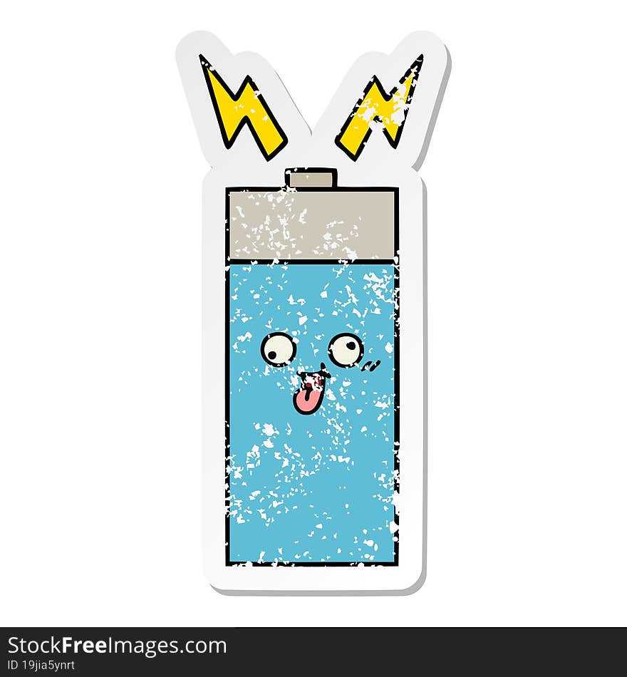 distressed sticker of a cute cartoon battery