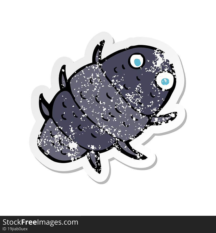 retro distressed sticker of a cartoon bug