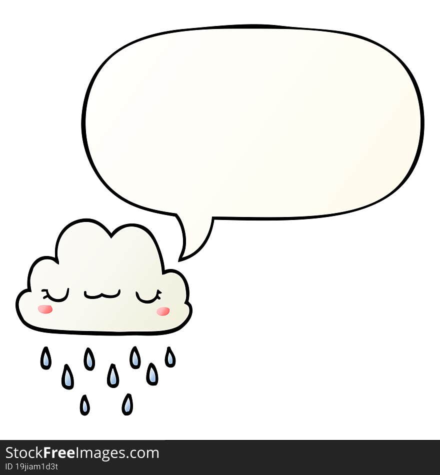 cartoon storm cloud and speech bubble in smooth gradient style