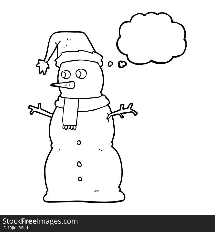 Thought Bubble Cartoon Snowman