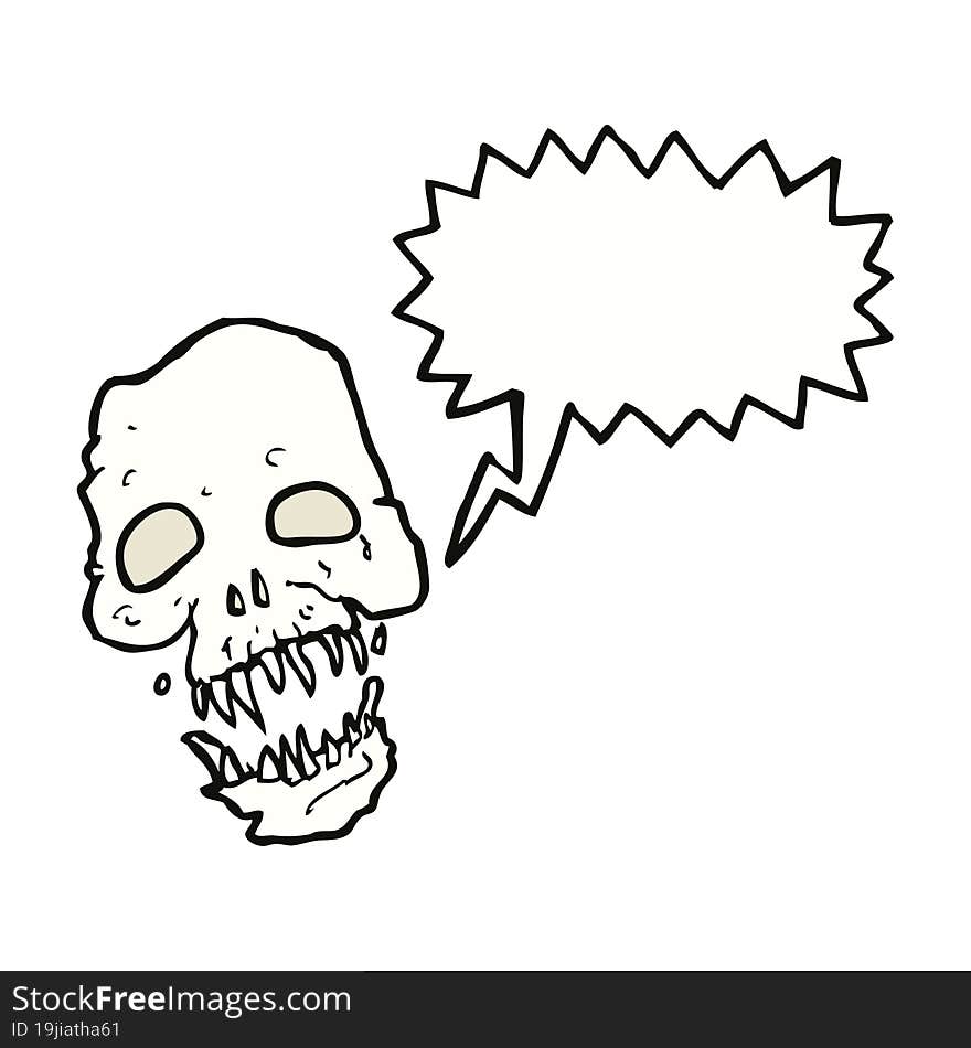 Cartoon Scary Skull With Speech Bubble