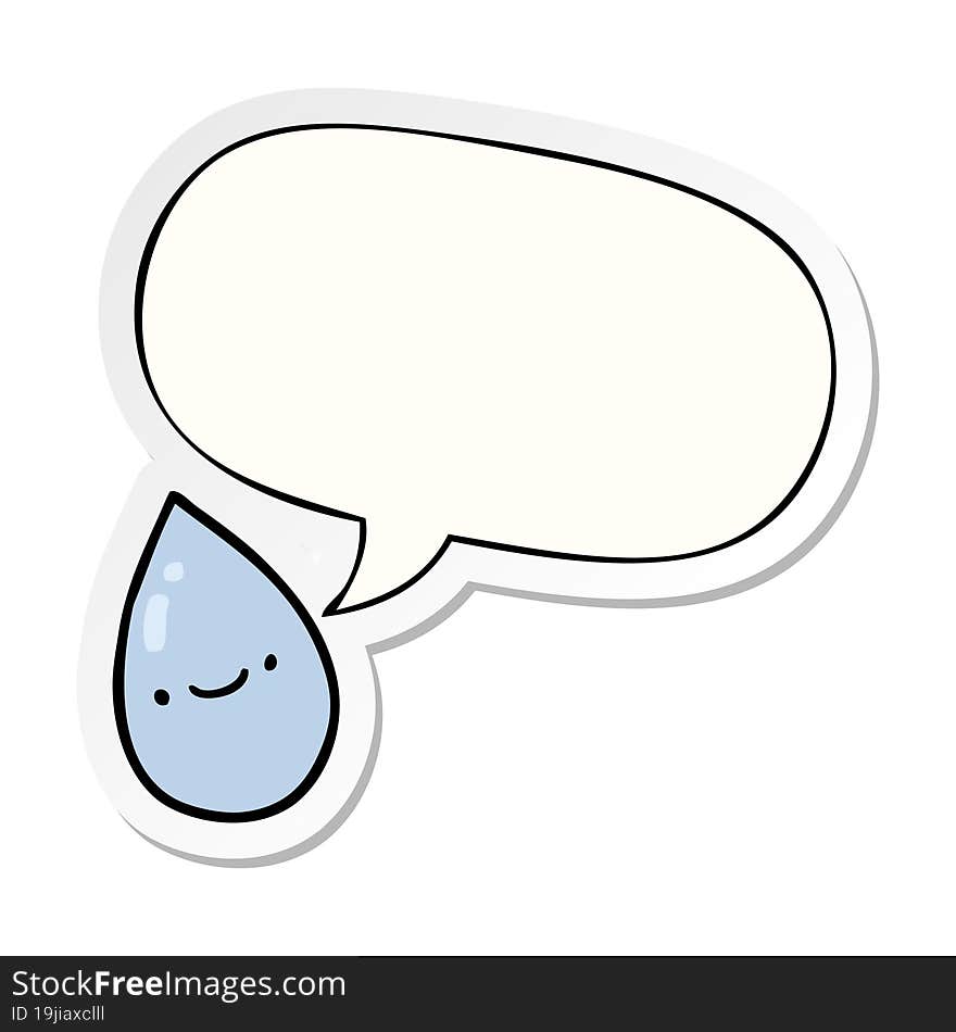 cartoon raindrop and speech bubble sticker