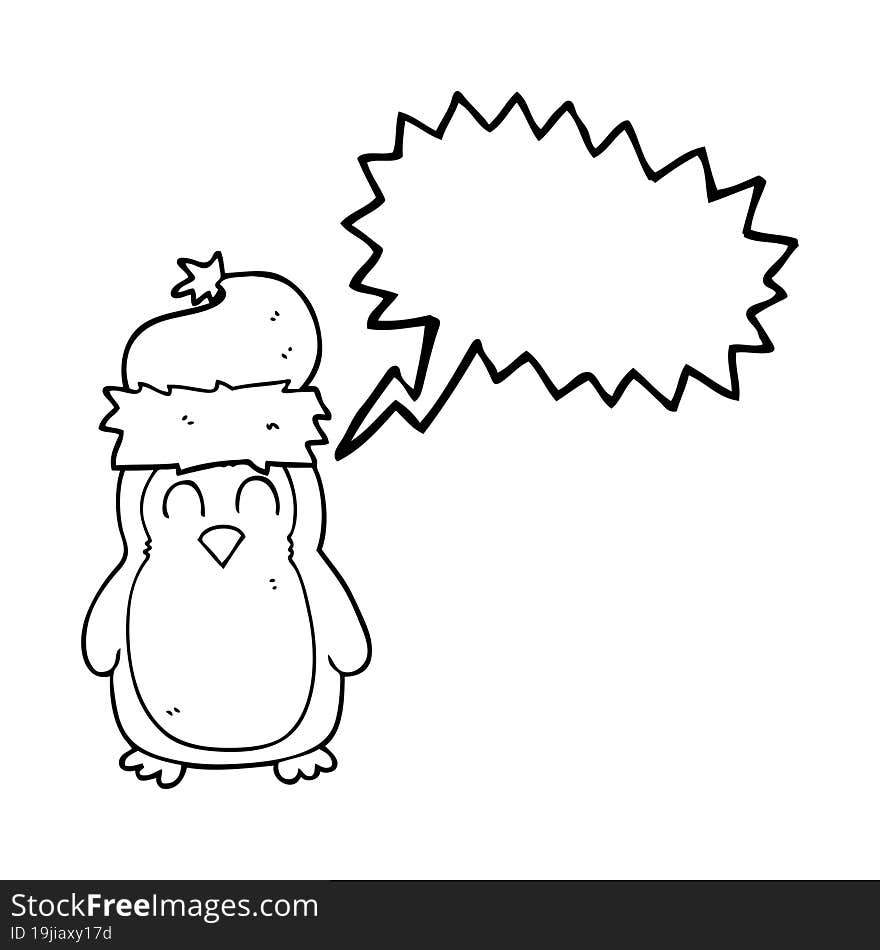 Speech Bubble Cartoon Christmas Robin