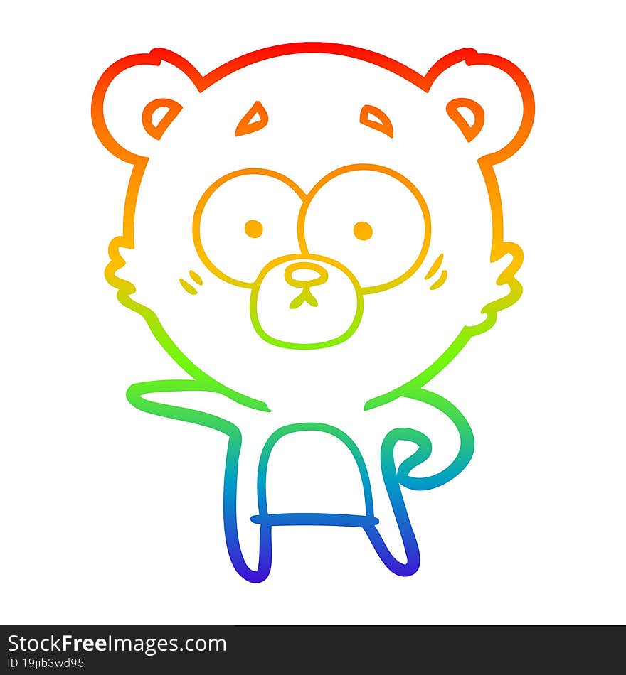 Rainbow Gradient Line Drawing Surprised Polar Bear Cartoon