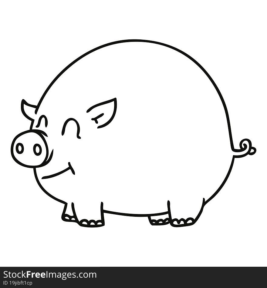 quirky line drawing cartoon pig