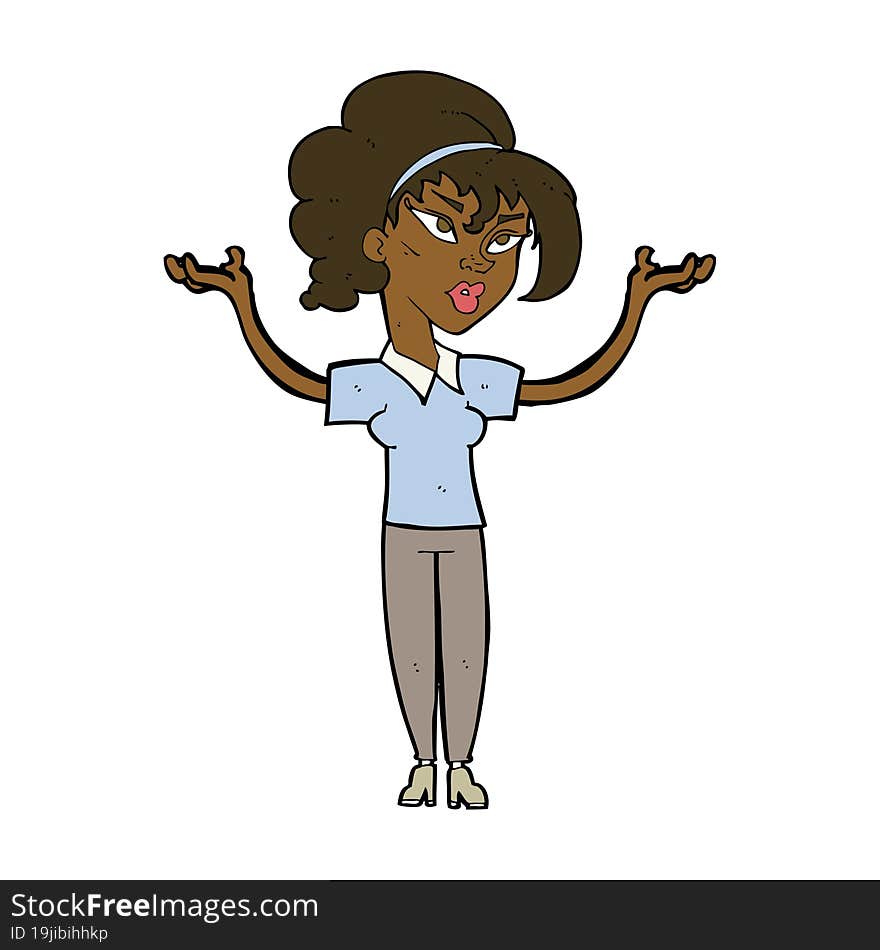 cartoon woman raising hands in air