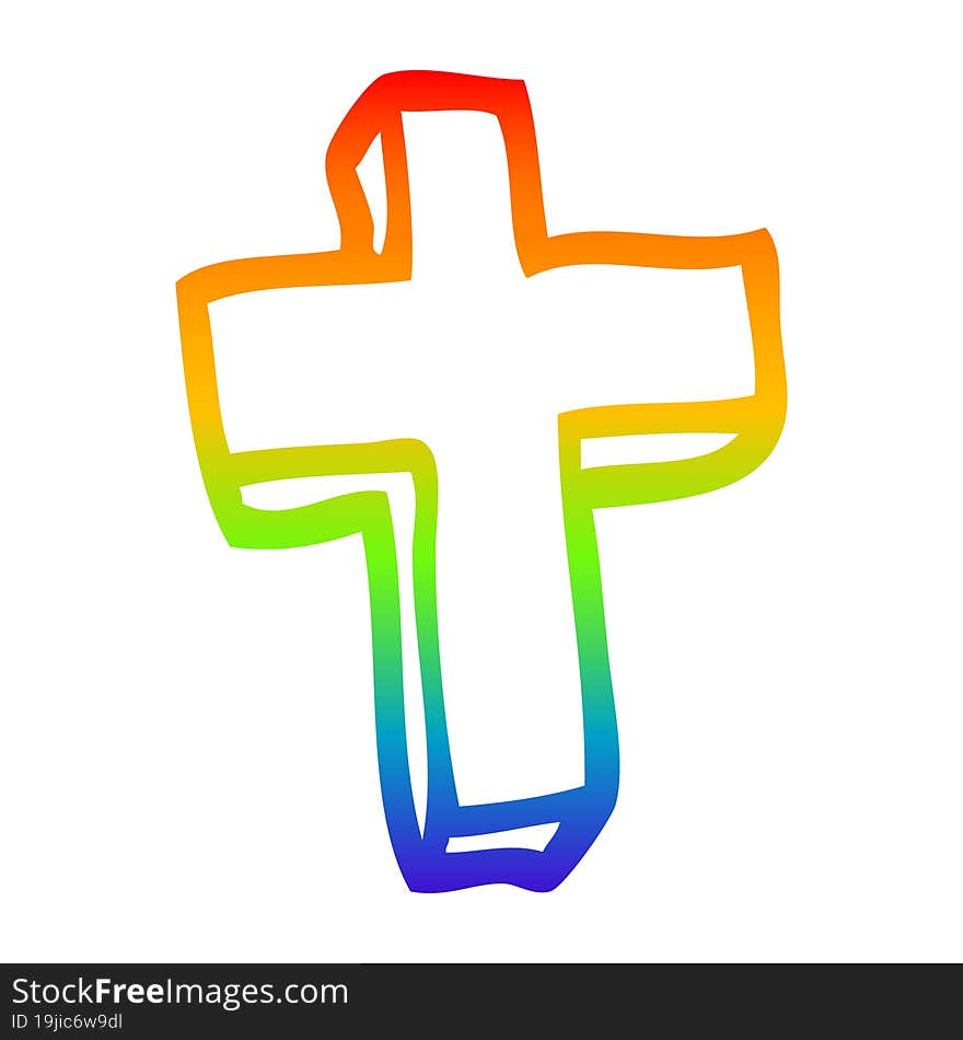 rainbow gradient line drawing cartoon wood cross