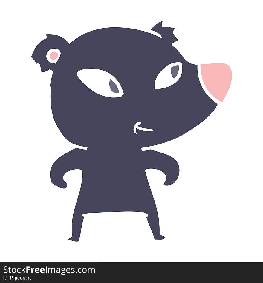 cute flat color style cartoon bear