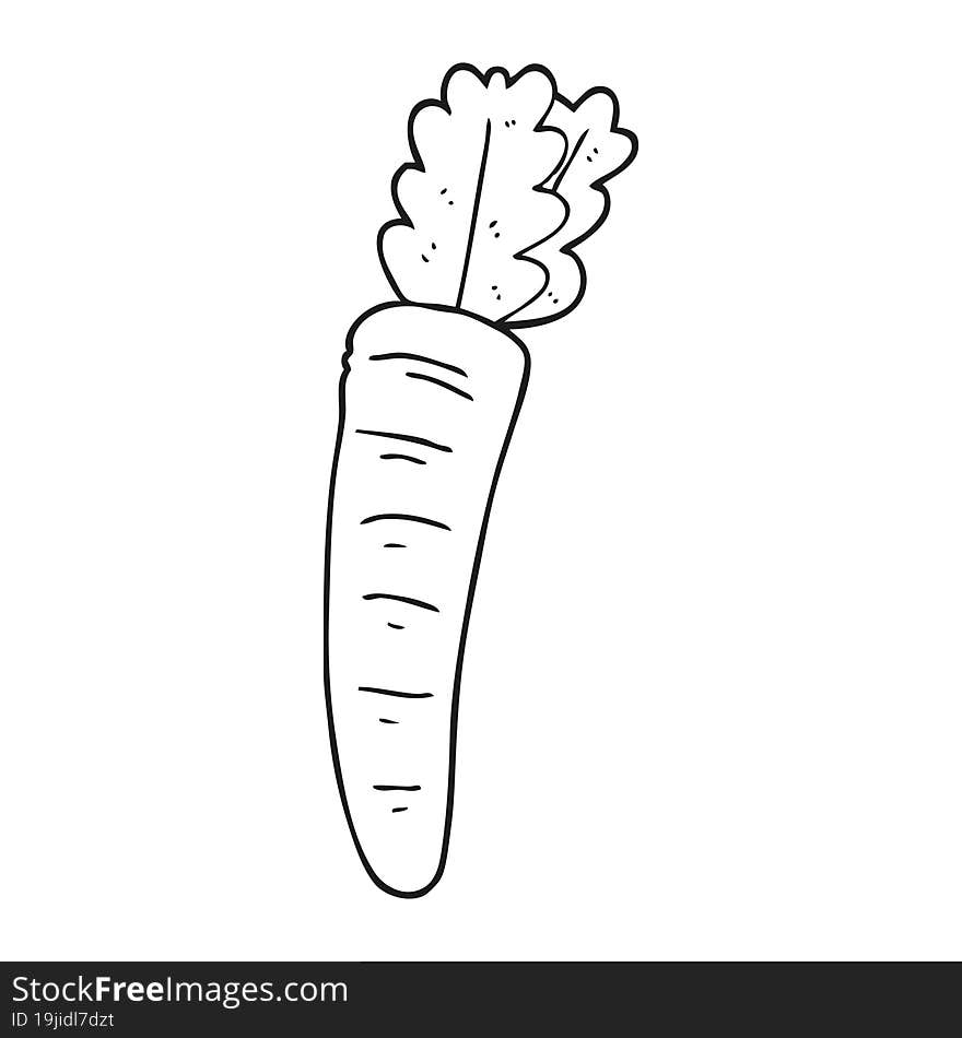 freehand drawn black and white cartoon carrot