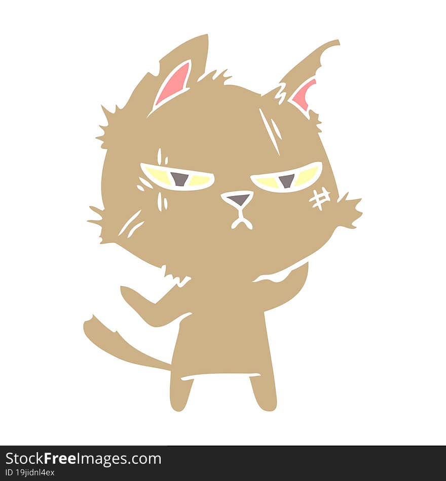 tough flat color style cartoon cat