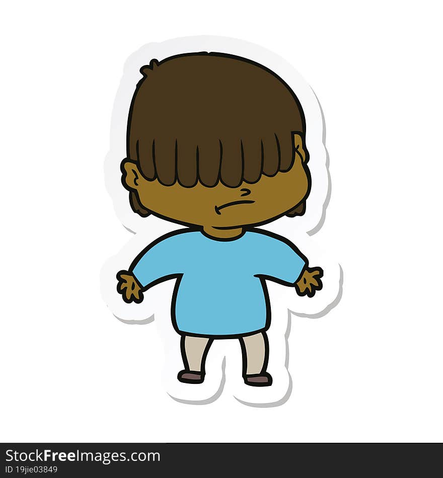 sticker of a cartoon boy with untidy hair