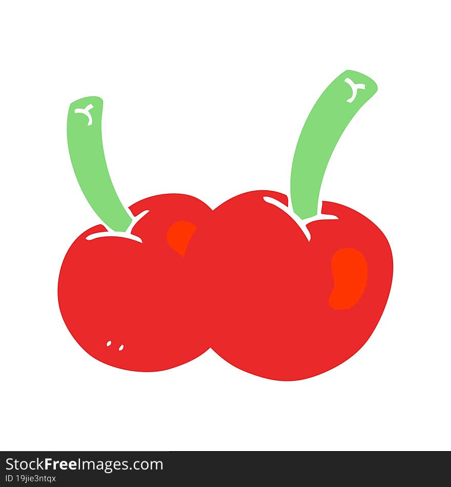 flat color illustration of a cartoon cherries