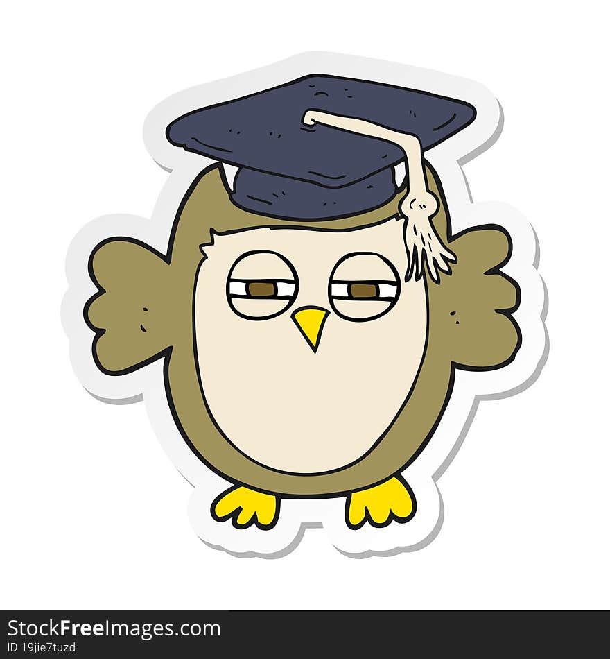 sticker of a cartoon clever owl