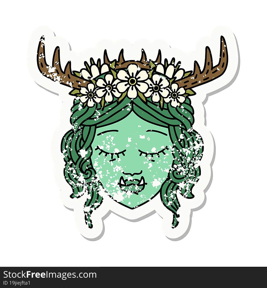 Orc Druid Character Face Grunge Sticker