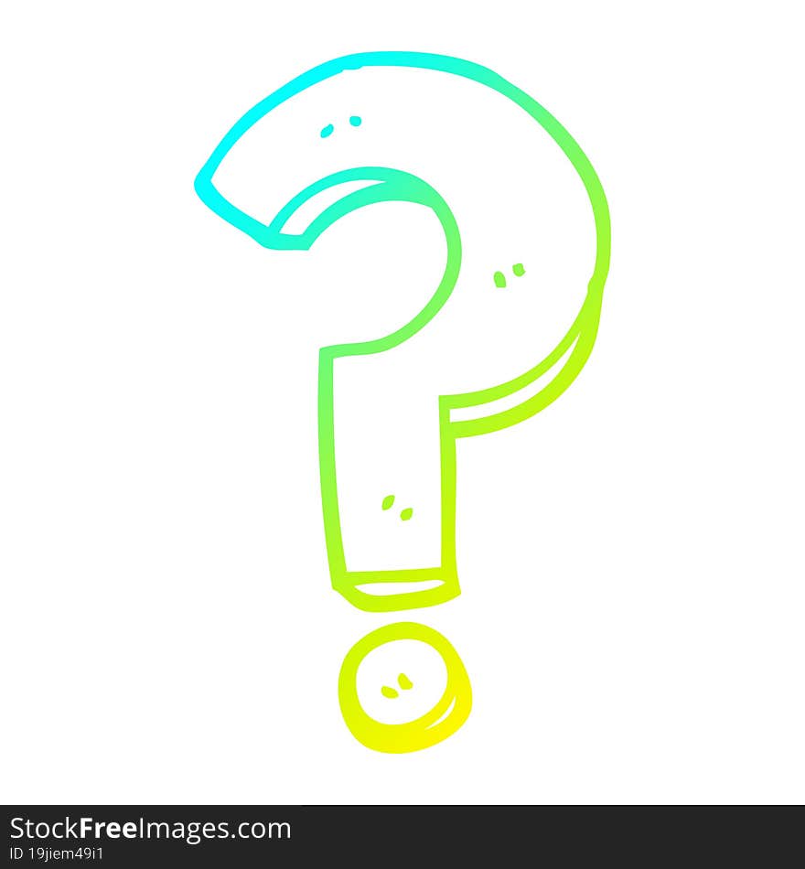 cold gradient line drawing cartoon question mark